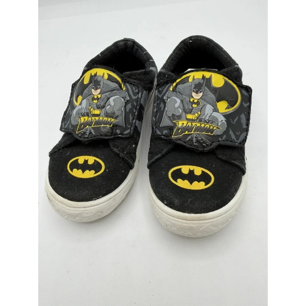 DC Batman Canvas Toddler Black Slip On Shoe Hook And Loop Closure Size 8